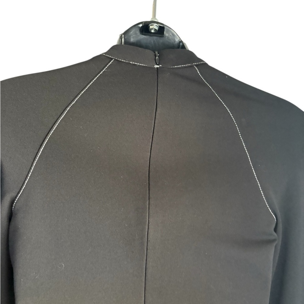 Adika Black Long Sleeve Dress with White Stitching - Picture 4 of 9